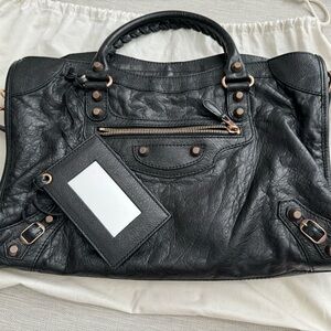 Authentic Balenciaga Classic City Bag with Small Rose Gold hardware